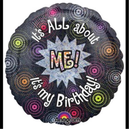 18 In. All About Me Birthday Holographic Balloon